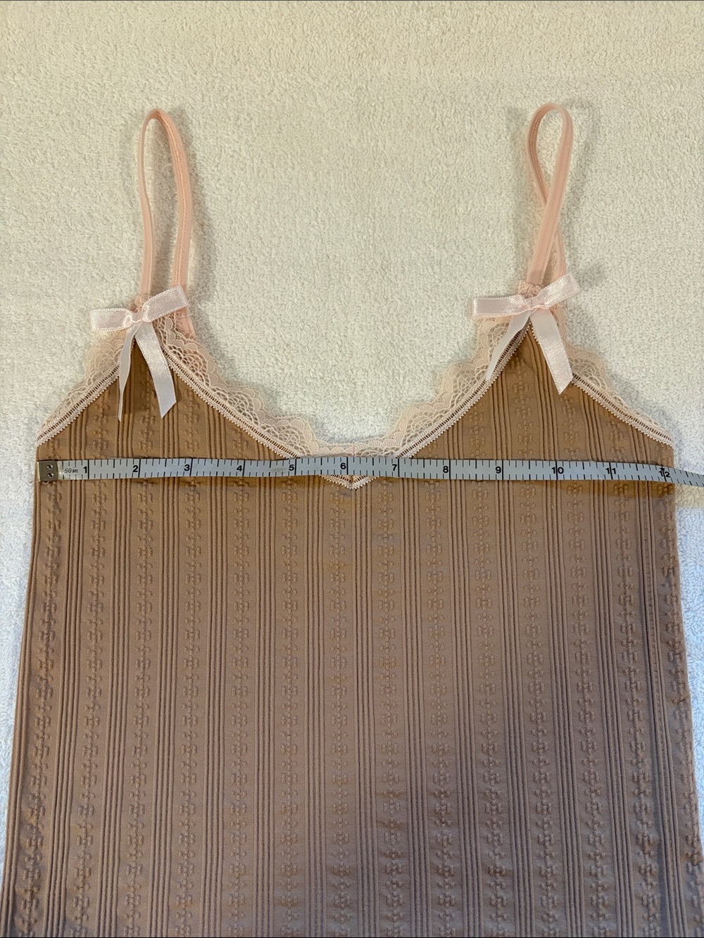 Urban Outfitters Ribbed Lace-Trim Cami in Blush and Camel - Picture 6 of 6